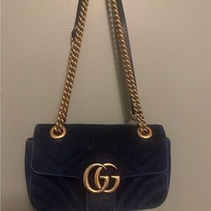 Elegant Navy Gucci Marmont Shoulder Bag